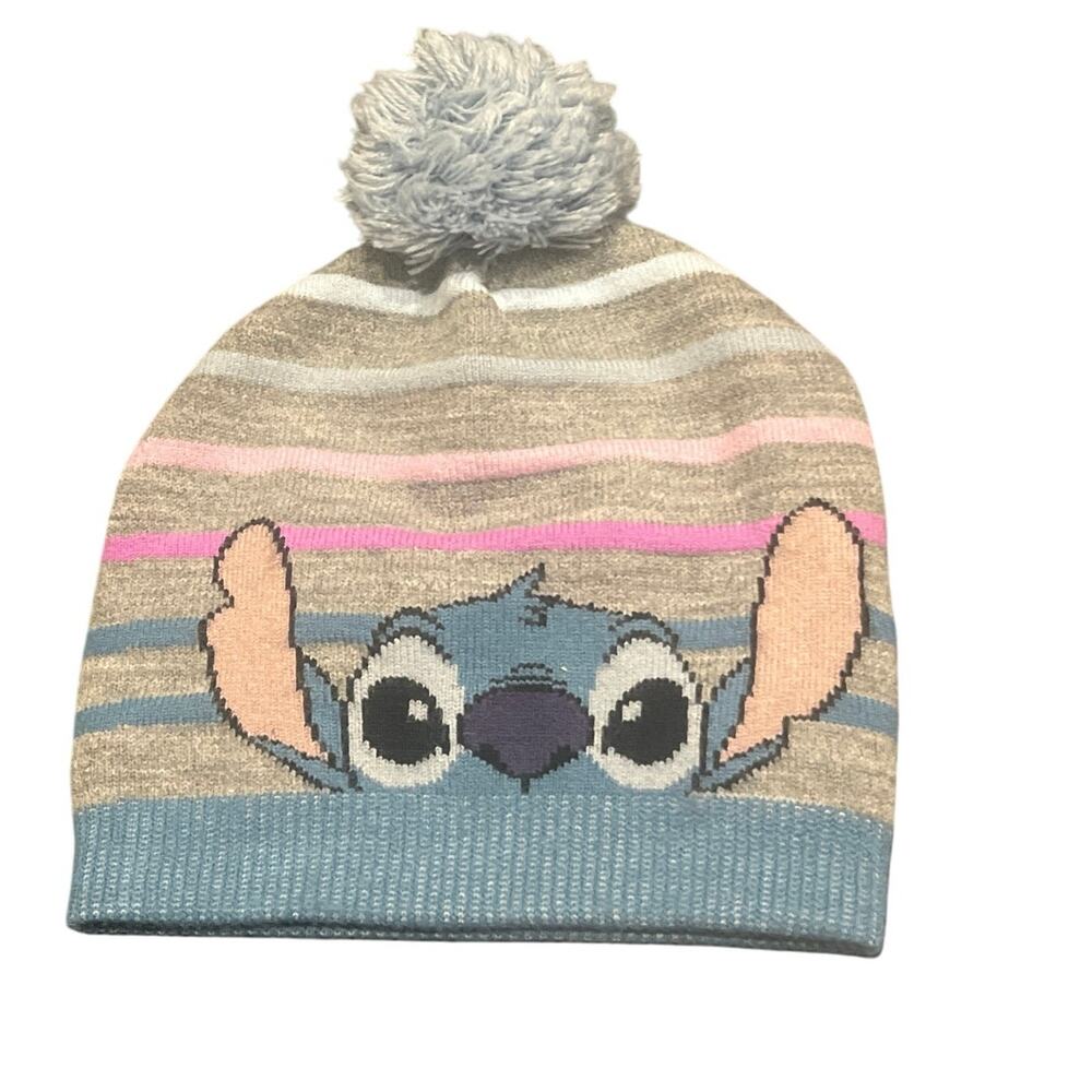 Disney Stitch‎ winter beanie hat with pom pom - Sized One Size fits most